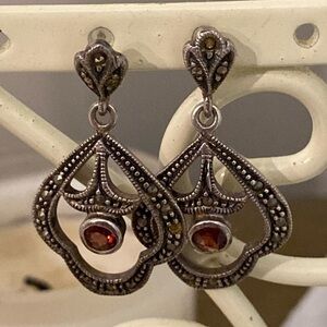 Elegant Silver and Garnet Earrings